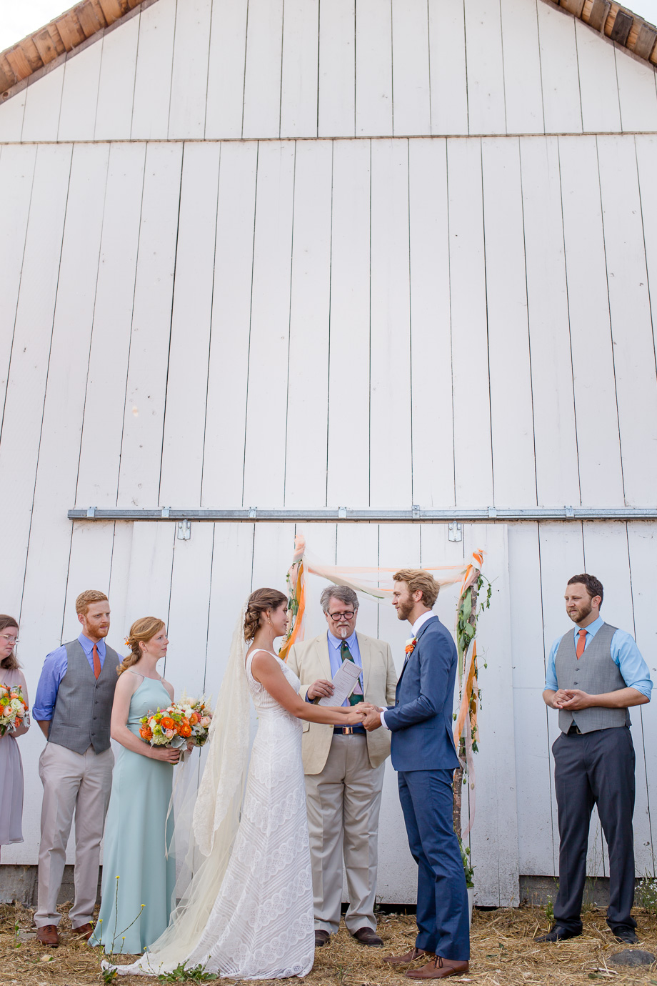 rustic California Point Reyes Station barn wedding ceremony - Bay Area journalistic wedding photographer