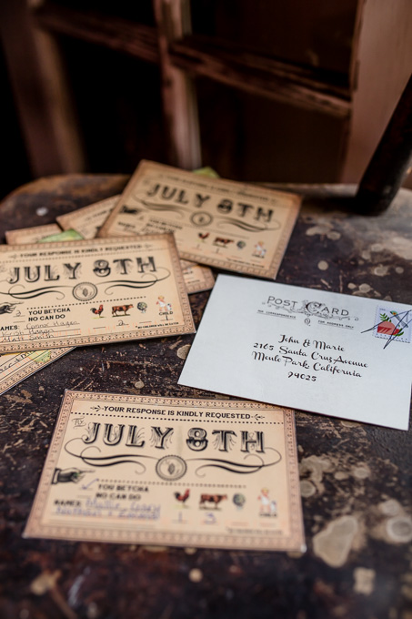 rustic farm themed wedding invitation