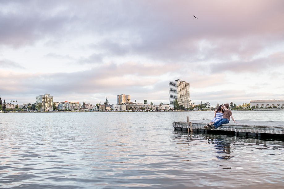 beautiful skies at Lake Merritt - Oakland engagement photographer