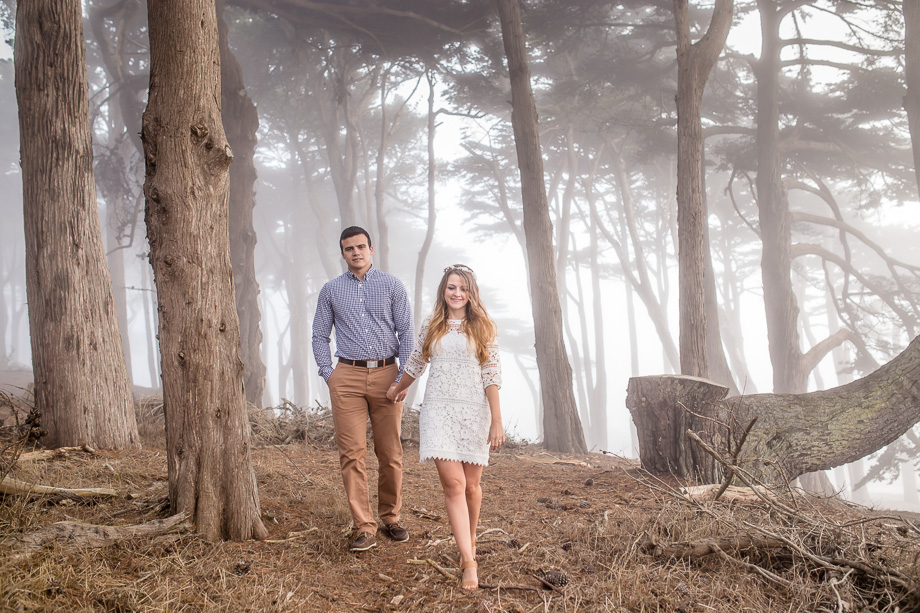 ultra romantic foggy engagement portrait in San Francisco
