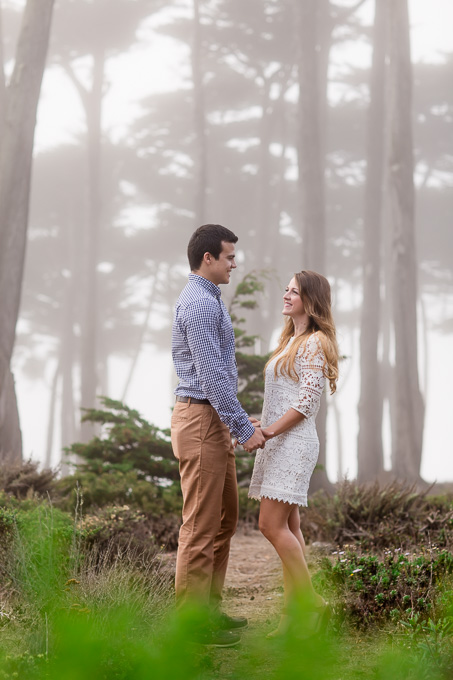 romantic foggy engagement photo