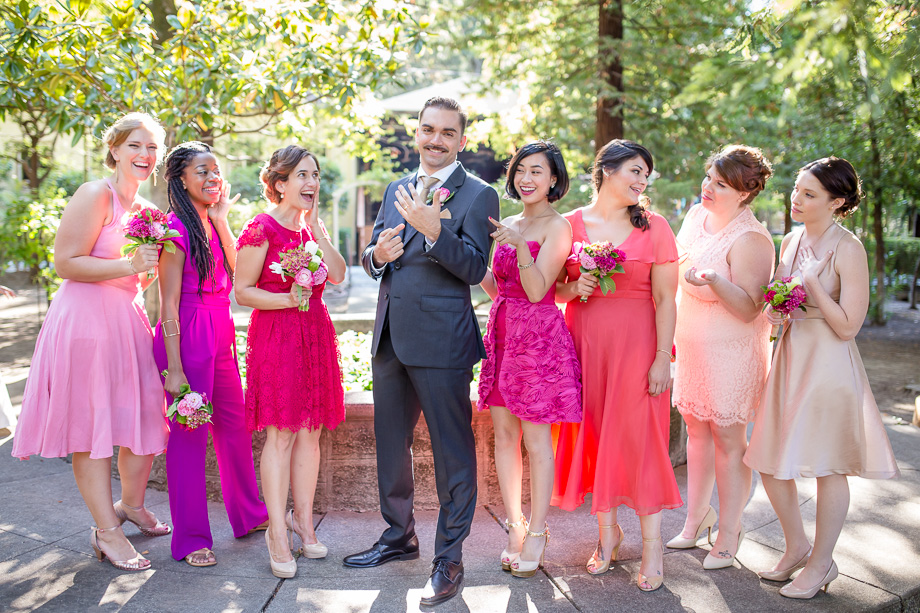 funny picture of the groom and bridesmaids at Deer Park Villa