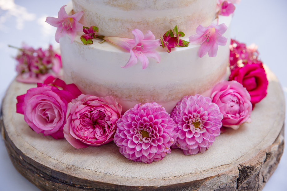 intricate pink flower cake base