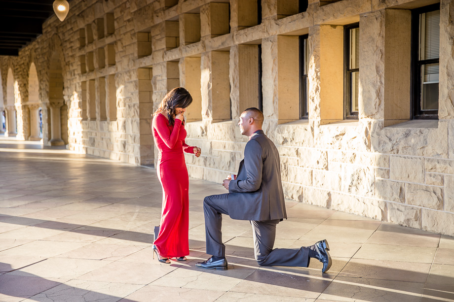 Karla was completely surprised by this romantic stanford campus proposal