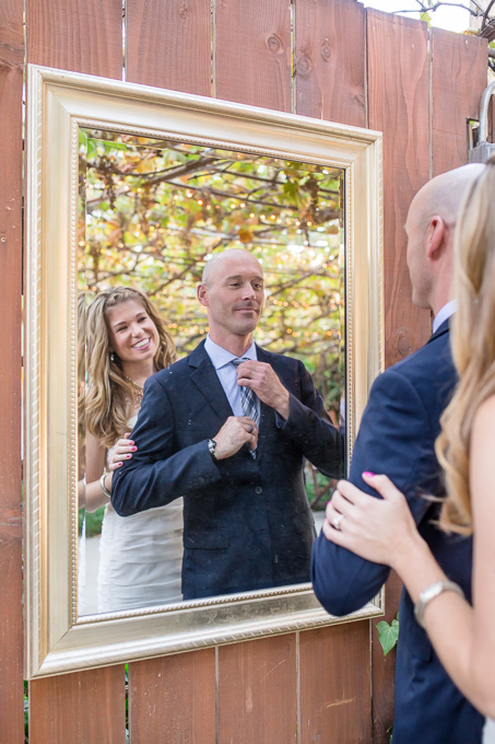 a mirror photo of the newlyweds at the ranch - san jose wedding photographer