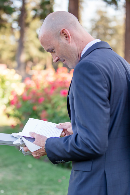 groom reading bride's letter