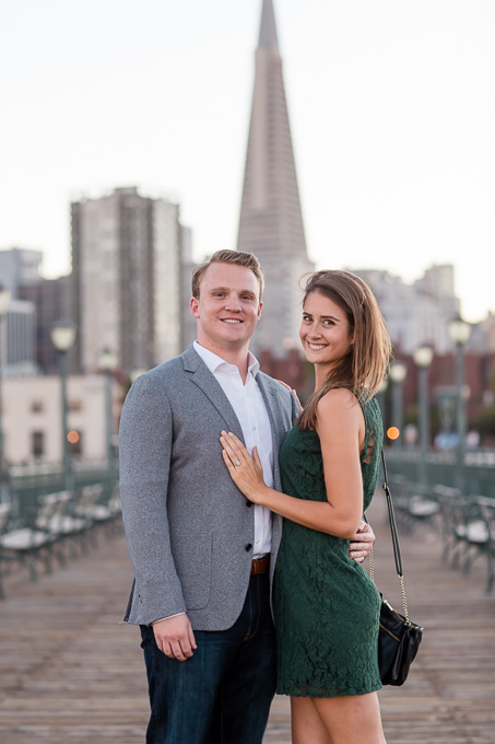 engagement photo with Trans-America Pyramid in background