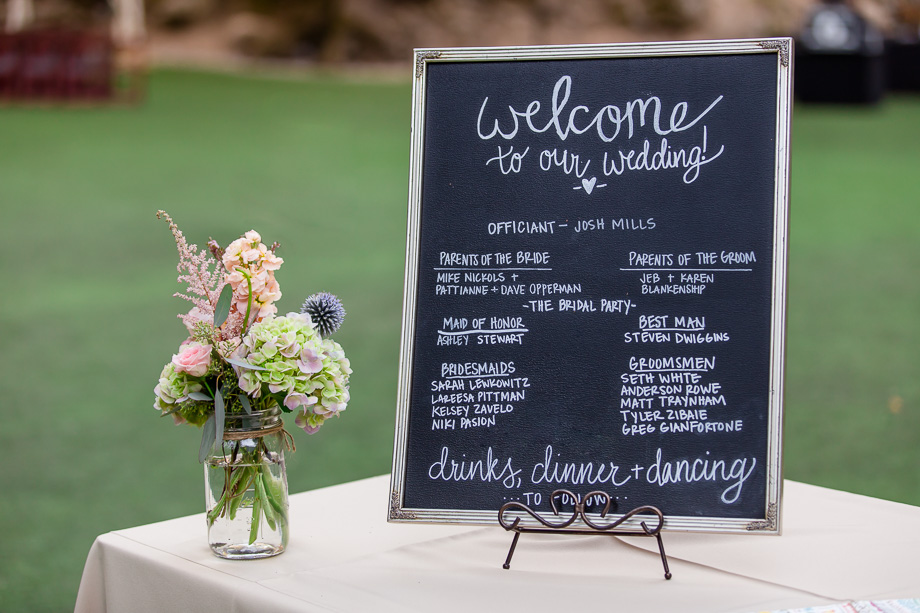 welcome wedding program chalkboard sign