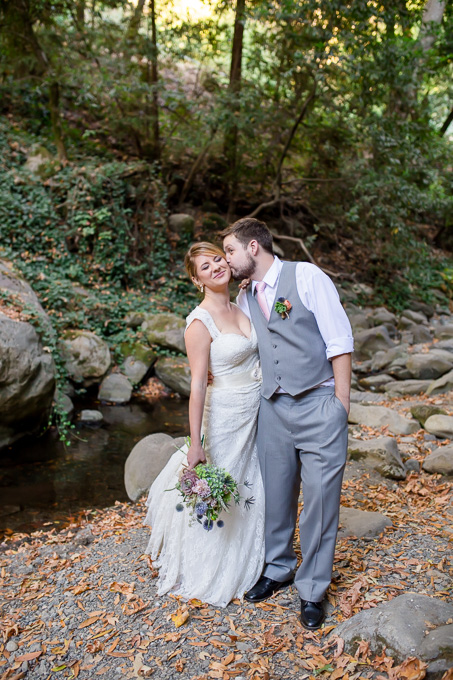 wedding photo by the lovely creek at Saratoga Springs