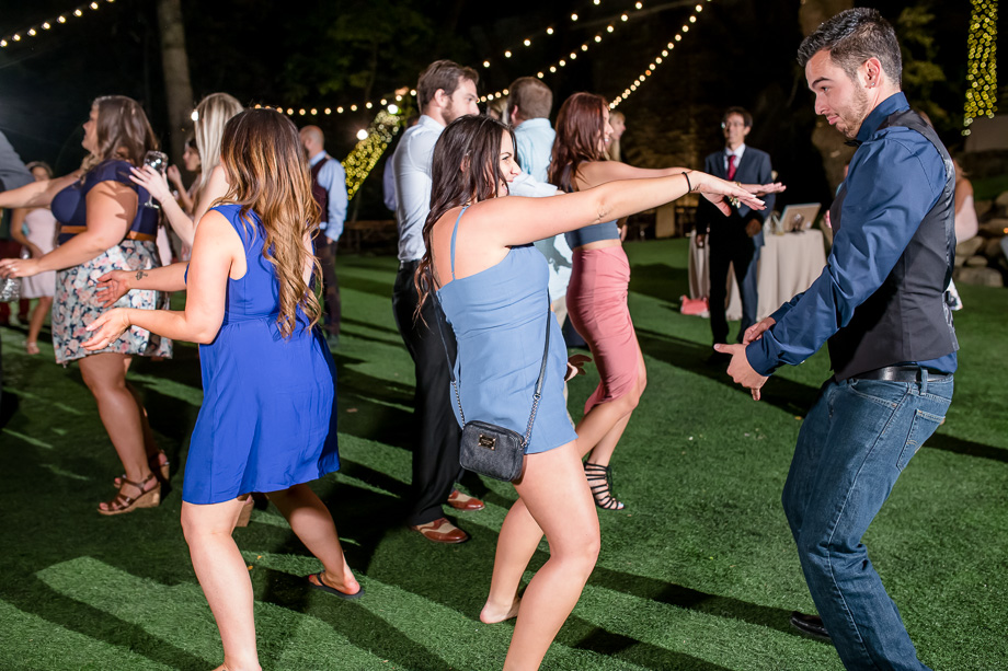wedding guests dancing fun