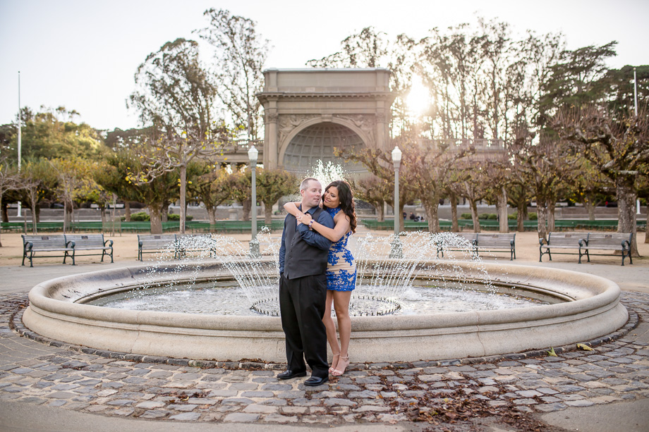 Golden Gate Park romantic engagement portrait