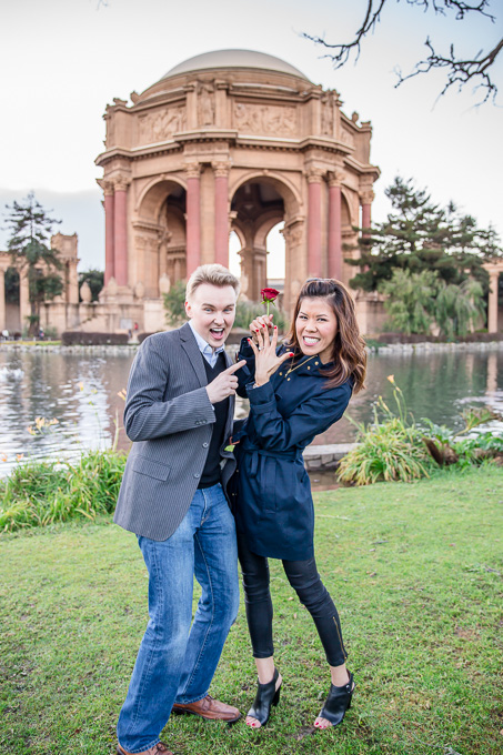 Showing off that big new ring after she said yes