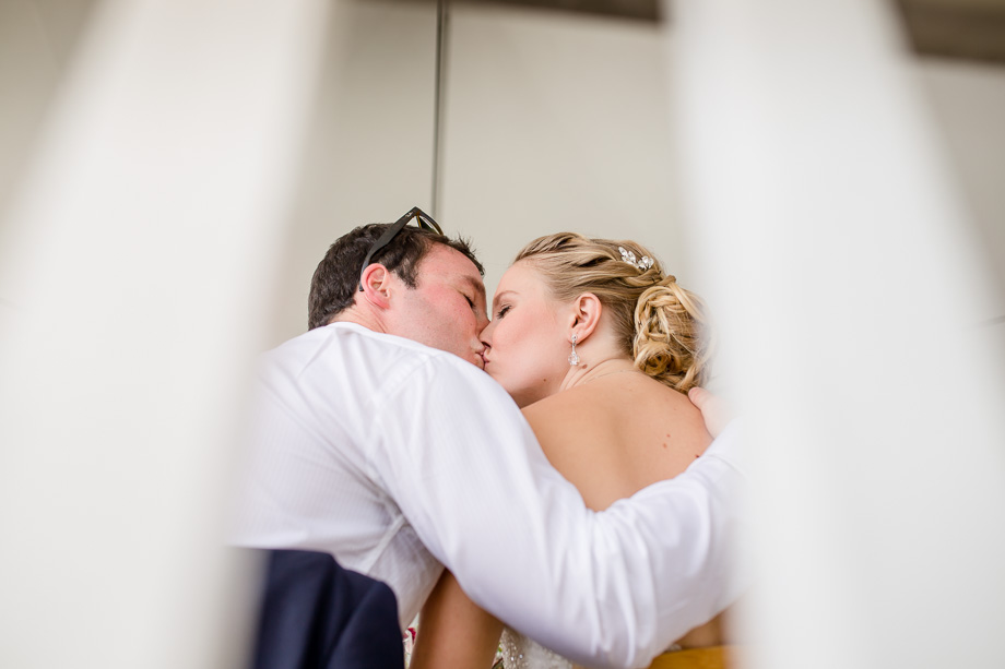 candid photo of the bride and groom kissing - san francisco wedding photographer