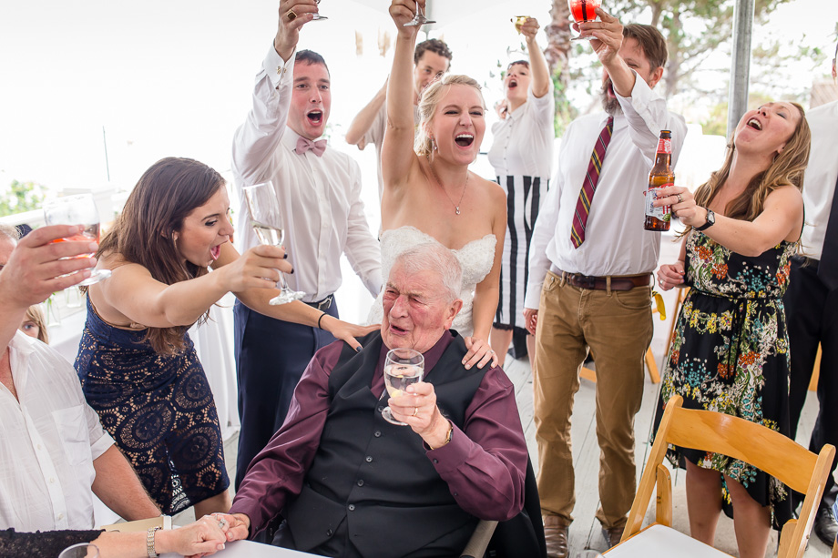 bride and groom toasting to the grandfather - bay area wedding photographer