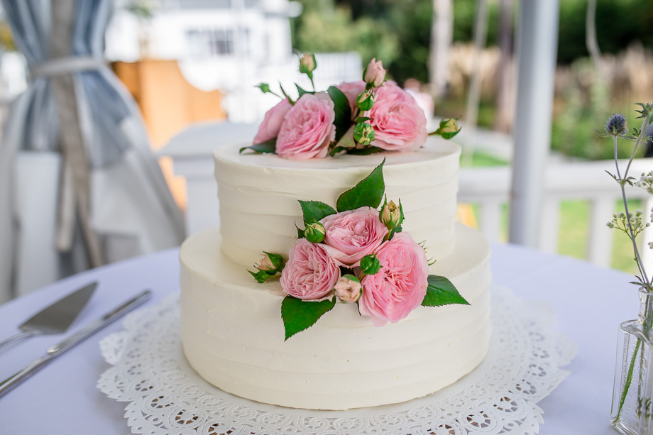 pretty wedding cake with pink flowers