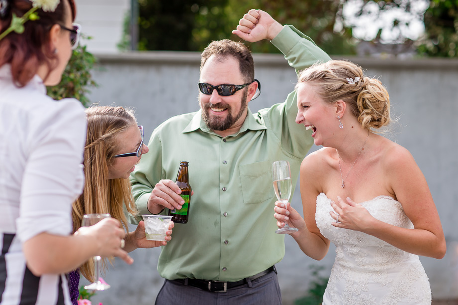 guests having fun with bride