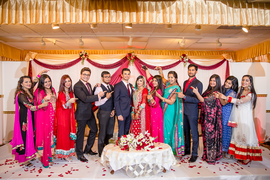 big group photo of Muslim wedding engagement ceremony