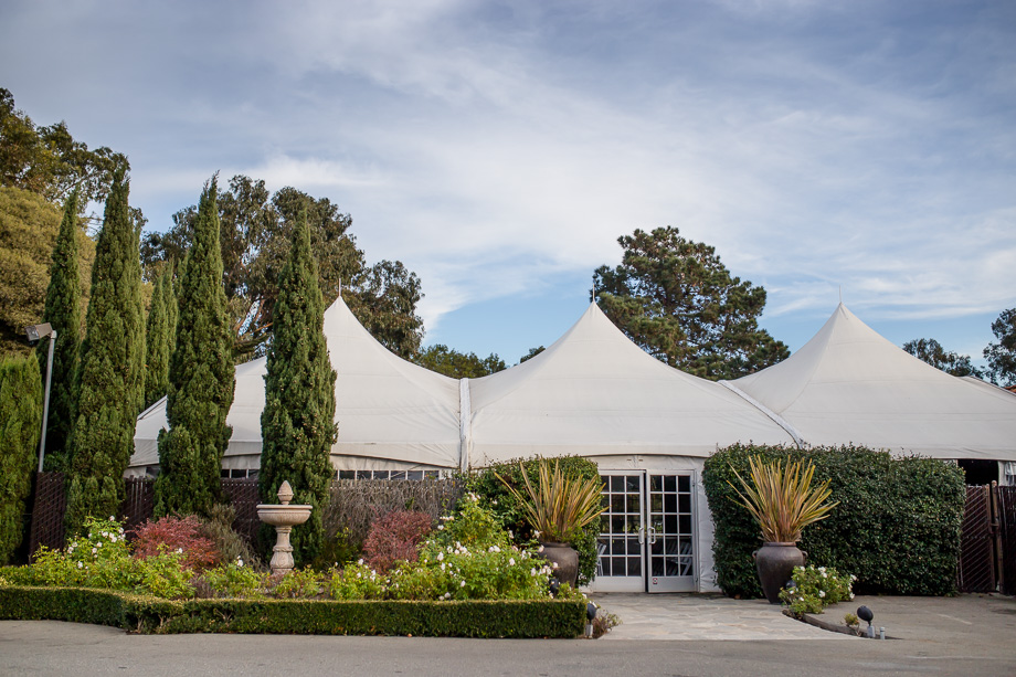 white tent wedding setup at Grandview Pavilion