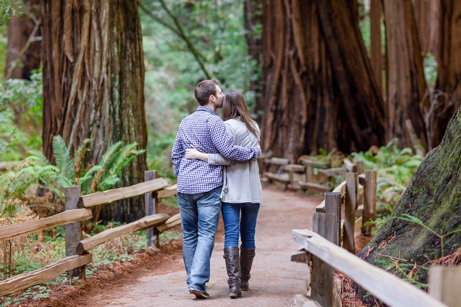kissing along the trail - muir woods save the date picture