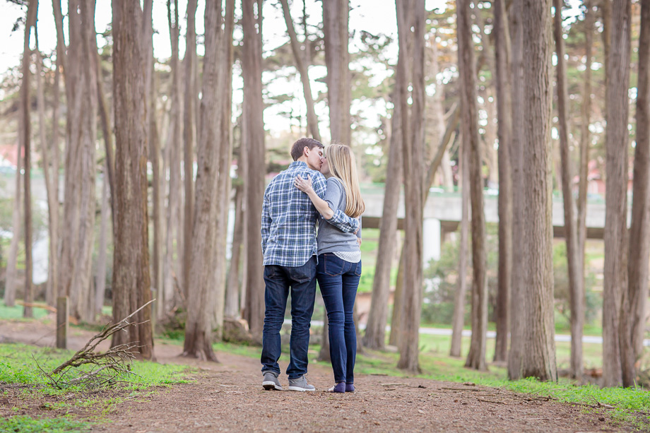 engagement photos taken in a cypress forest in san francisco