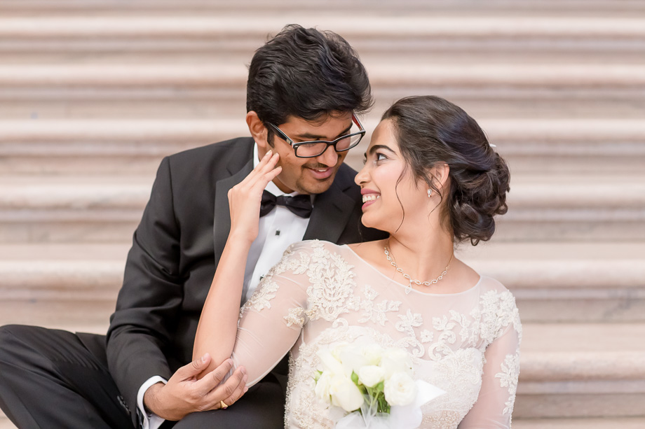bride and groom portrait at the SF city hall