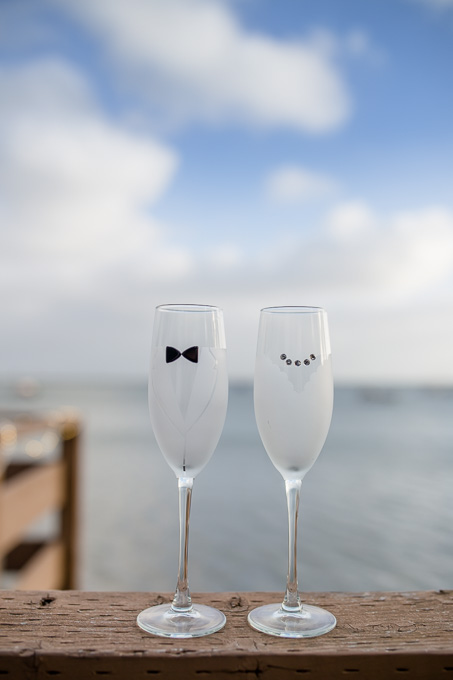 cute bride and groom champagne flutes - HMB wedding reception