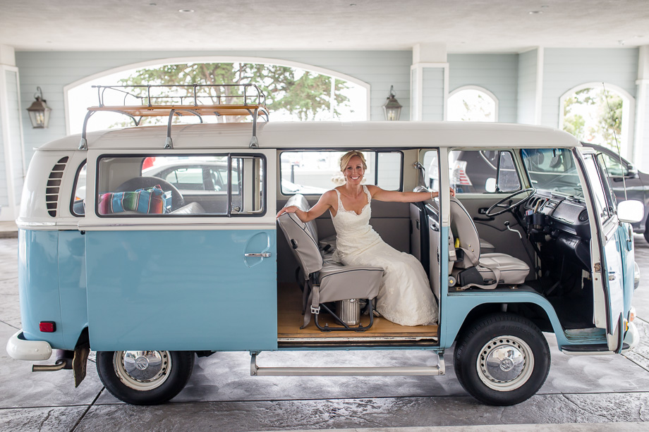 Bride with her VW bus