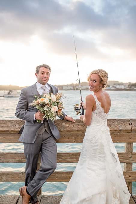 bride and groom portrait at the pier in HMB