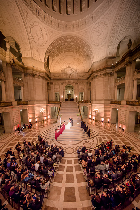 San Francisco City Hall wedding ceremony at night