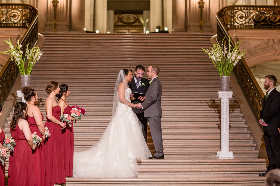 private night time wedding ceremony at San Francisco City Hall