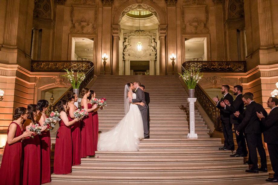 San Francisco City Hall wedding at the grand staircase underneath the rotunda