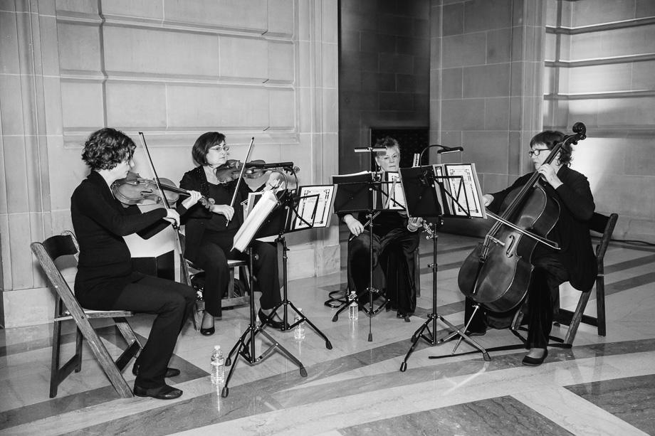 String quartet at the grand private SF City Hall wedding ceremony