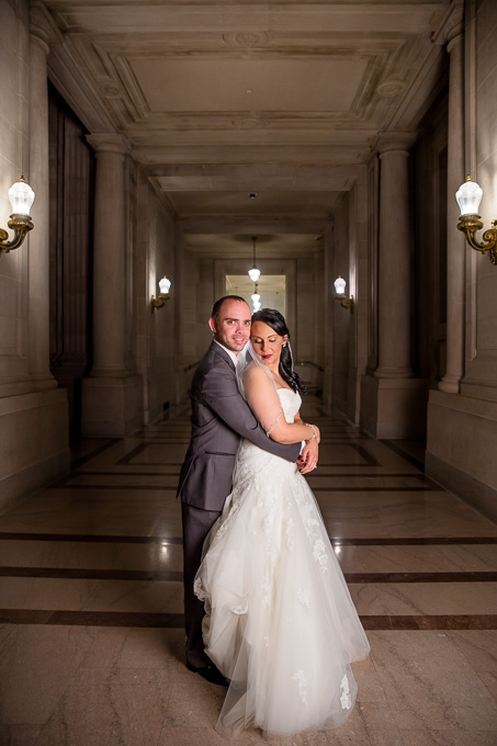wedding at night in SF city hall