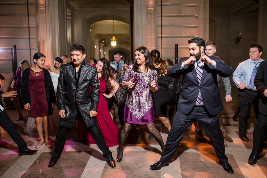 fun group dance at SF city hall wedding