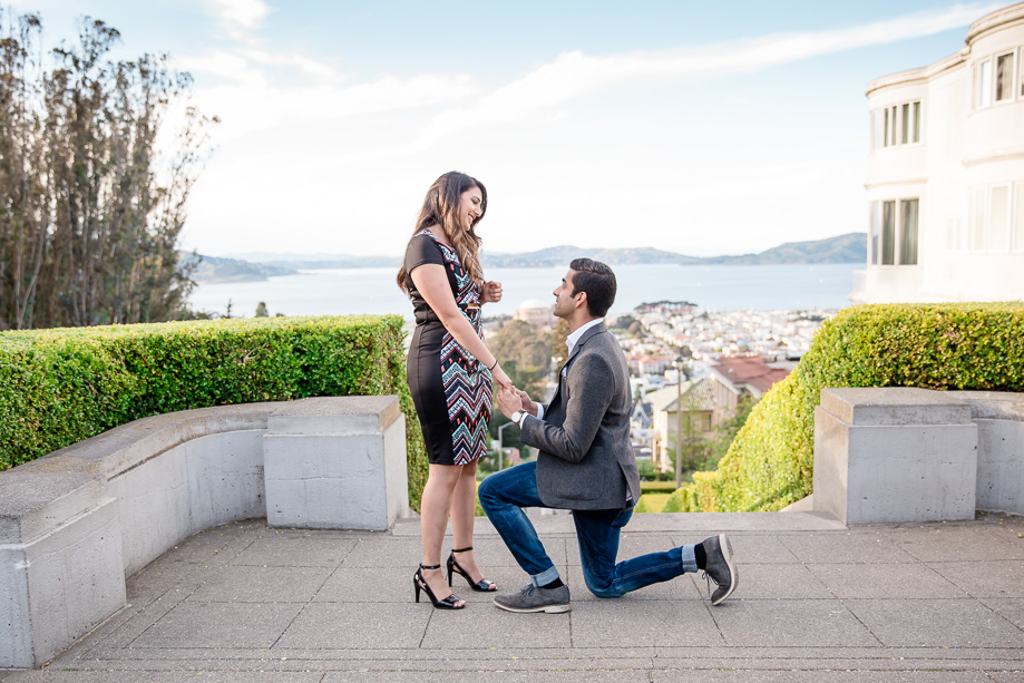 Lyon Street Steps surprise marriage proposal San Francisco wedding photographer