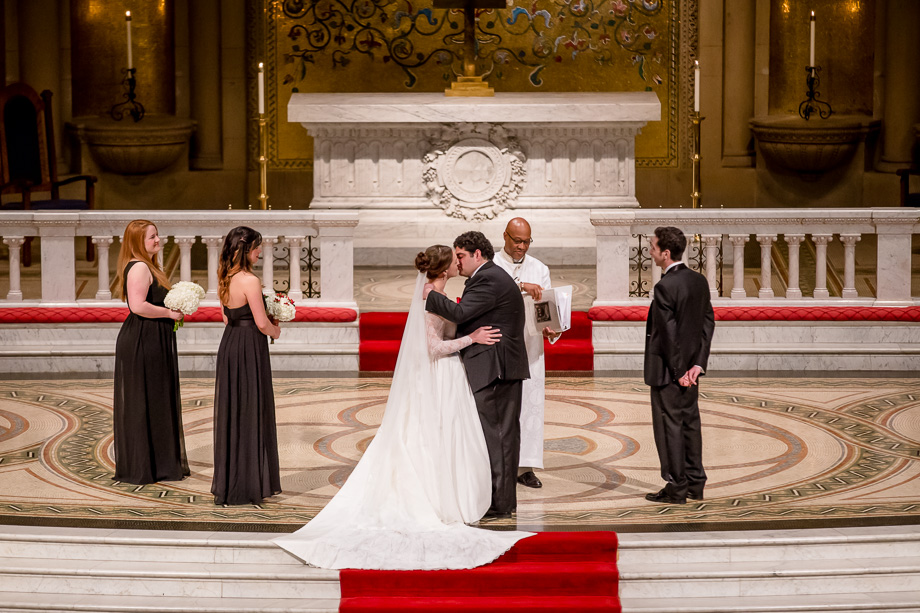 Stanford Memorial Church traditional wedding ceremony first kiss