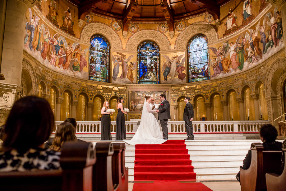 wedding ceremony and bridal party at Stanford Memorial Church