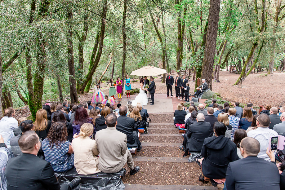 Northern California wedding ceremony in the woods