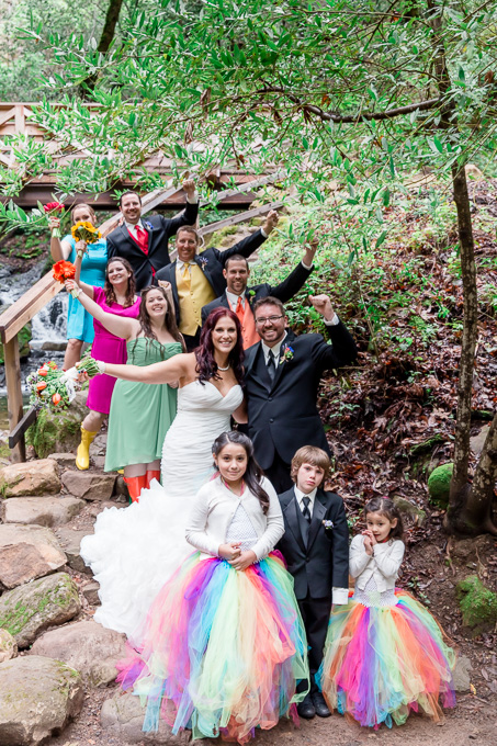 colorful tutus colorful vests and ties and colorful dresses rainboots and bouquets made this rainbow themed wedding a beautiful one - Bay Area photographer