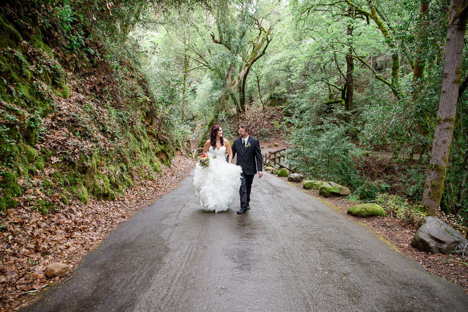 wedding photos on the hiking trail of Uvas Canyon Park