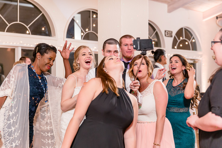 selfie stick photo at wedding