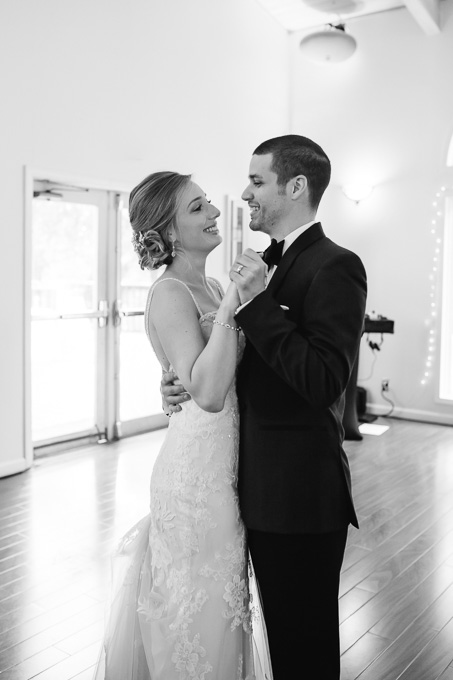 black and white bride and groom first dance
