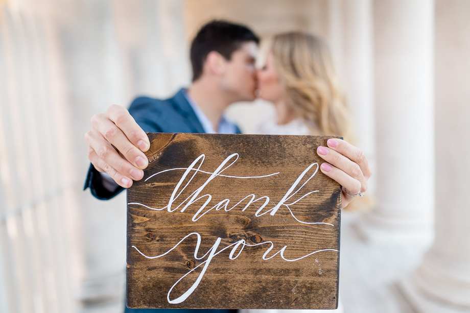 wooden rustic thank you sign for wedding