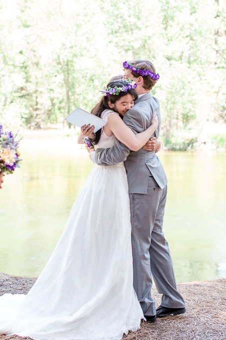 hugging the officiant