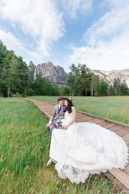 stunning wedding portrait at a meadow in Yosemite National Park