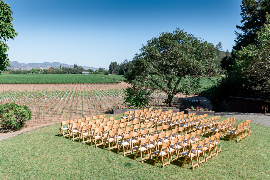 ceremony site overlooking the private vineyards and valley