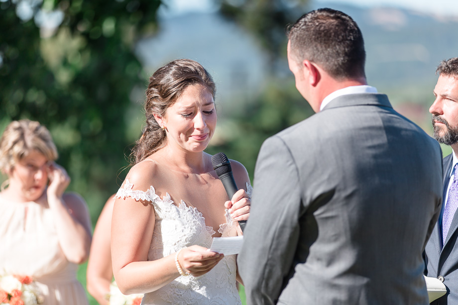 an emotional moment when the bride read her vows