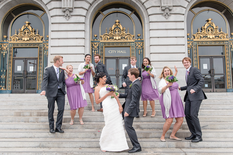 San Francisco City Hall wedding party photo