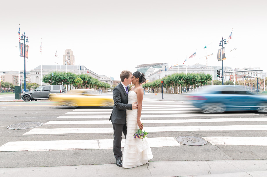long exposure wedding photo outside San Francisco City Hall
