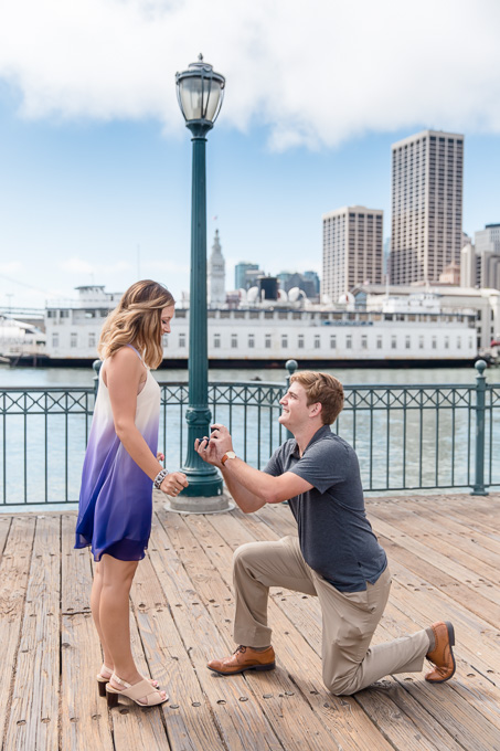 wooden pier surprise proposal